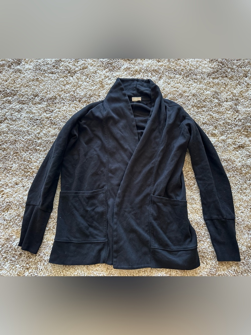 Women's Black Shawl-Collar Open-Front Hoodie